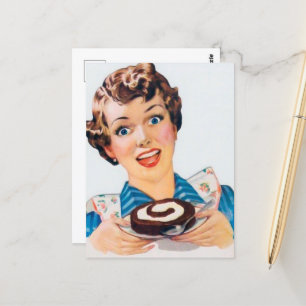 retro-vintage-Torte Dame Postkarte