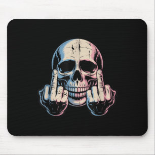 Retro-Vintage-Totenkopf-Gesicht Lustiger Mittelfin Mousepad