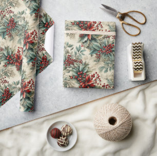 Retro Vintage traditionelle moderne Weihnachtsstec Geschenkpapier