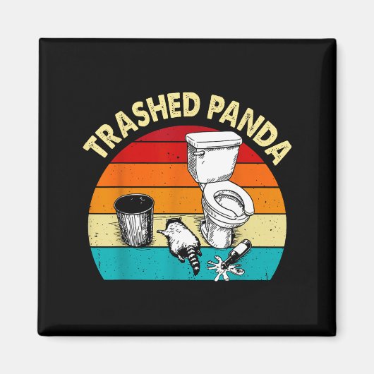 Retro Vintage Trashed Panda Funny Drunk Raccoon Magnet (Vorne)