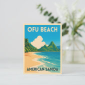 Retro Vintage Travel American Samoa Ofu Beach Postkarte (Stehend Vorderseite)