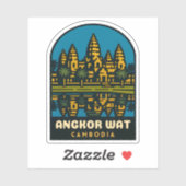 Retro Vintage Travel Angkor Wat Cambodia Aufkleber (Blatt)
