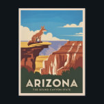 Retro Vintage Travel Arizona Grand Canyon Landscha Postkarte<br><div class="desc">Das Retro-inspirierte Design besticht durch die raue Schönheit des Südwestens. Inmitten nostalgischer Atmosphäre und Vintagen Charmes vereint dieses Stück den Abenteuergeist,  der Arizona in einem Retro-minimalistischen Stil definiert,  der die Ästhetik der Mitte des Jahrhunderts mit einer modernen Drehung verbindet.</div>