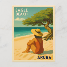 Retro Vintage Travel Aruba Eagle Beach Landschaftl Postkarte