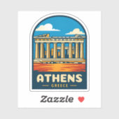 Retro Vintage Travel Athens Griechenland Parthenon Aufkleber (Blatt)