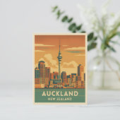Retro Vintage Travel Auckland Neuseeland Stadt Postkarte (Stehend Vorderseite)