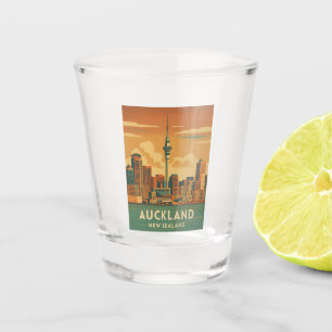 Retro Vintage Travel Auckland Neuseeland Stadt Schnapsglas