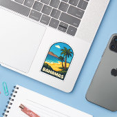 Retro Vintage Travel Bahamas Beach Landschaft Aufkleber (Laptop mit iPhone)
