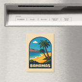 Retro Vintage Travel Bahamas Beach Landschaft Magnet (In Situ (Geschirrspüler))