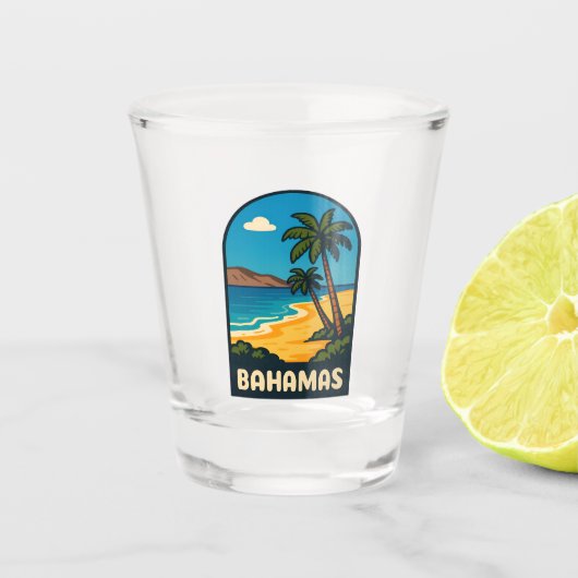 Retro Vintage Travel Bahamas Beach Landschaft Schnapsglas (Vorderseite)