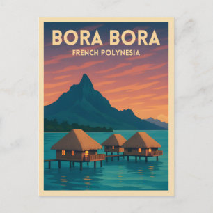 Retro Vintage Travel Bora Bora Postkarte