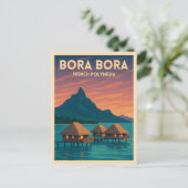 Retro Vintage Travel Bora Bora Postkarte (Stehend Vorderseite)