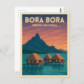 Retro Vintage Travel Bora Bora Postkarte (Vorne/Hinten)