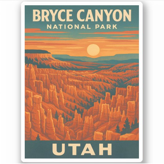 Retro Vintage Travel Bryce Canyon Nationalpark Aufkleber (Vorderseite)