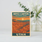 Retro Vintage Travel Bryce Canyon Nationalpark Postkarte (Stehend Vorderseite)