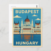 Retro Vintage Travel Budapest Ungarn Landschaftlic Postkarte (Vorne/Hinten)