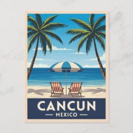 Retro Vintage Travel Cancun Mexico Beach Landschaf Postkarte