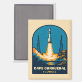 Retro Vintage Travel Capaval Florida Rocket Magnet (Vorderseite/Rückseite)