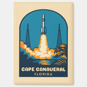 Retro Vintage Travel Capaval Florida Rocket Magnet
