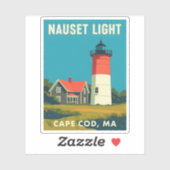 Retro Vintage Travel Cape Cod Nauset Lighthouse Aufkleber (Blatt)