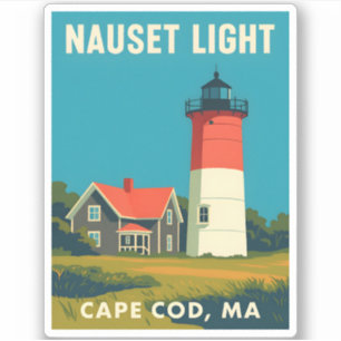 Retro Vintage Travel Cape Cod Nauset Lighthouse Aufkleber