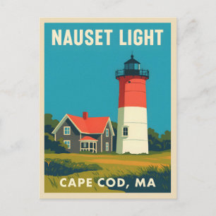 Retro Vintage Travel Cape Cod Nauset Lighthouse Postkarte