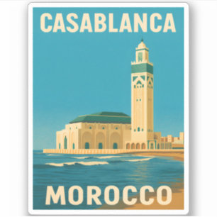 Retro Vintage Travel Casablanca Aufkleber
