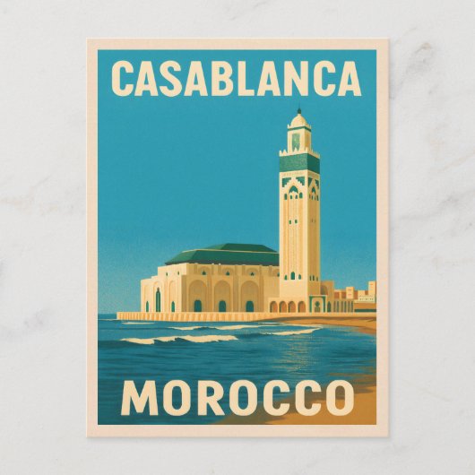 Retro Vintage Travel Casablanca Postkarte (Vorderseite)