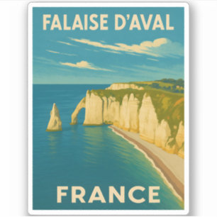 Retro Vintage Travel Cliffs of Etretat Frankreich Aufkleber