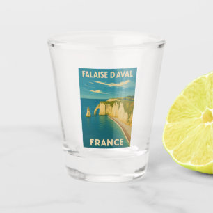 Retro Vintage Travel Cliffs of Etretat Frankreich Schnapsglas