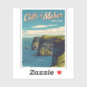 Retro Vintage Travel Cliffs of Moher Irland Aufkleber (Blatt)