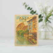 Retro Vintage Travel - Colmar Elsass Frankreich Postkarte (Stehend Vorderseite)