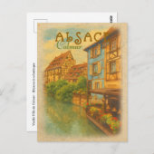Retro Vintage Travel - Colmar Elsass Frankreich Postkarte (Vorne/Hinten)
