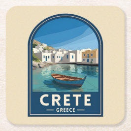 Retro Vintage Travel Crete Greece Seaside Rechteckiger Pappuntersetzer