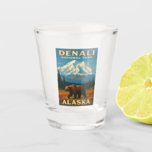 Retro Vintage Travel Denali Nationalpark Alaska Schnapsglas