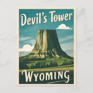 Retro Vintage Travel Devil's Tower Wyoming Postkarte