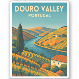 Retro Vintage Travel Douro Valley Portugal Landsch Aufkleber