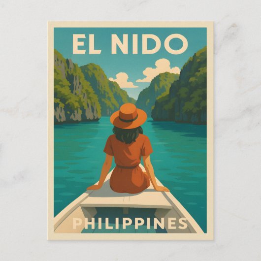 Retro Vintage Travel El Nido Philippinen Landschaf Postkarte (Vorderseite)