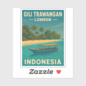Retro Vintage Travel Gili Trawangan Indonesien Aufkleber (Blatt)