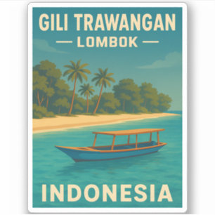 Retro Vintage Travel Gili Trawangan Indonesien Aufkleber