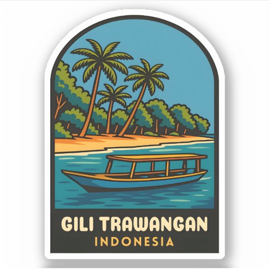 Retro Vintage Travel Gili Trawangan Indonesien Aufkleber (Vorderseite)