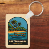 Retro Vintage Travel Gili Trawangan Indonesien Schlüsselanhänger (Rückseite)