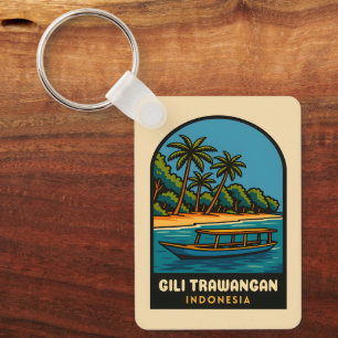 Retro Vintage Travel Gili Trawangan Indonesien Schlüsselanhänger