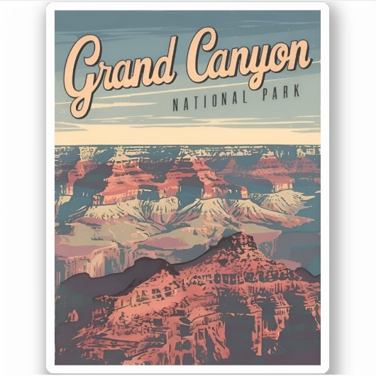 Retro Vintage Travel Grand Canyon Landschaftliche Aufkleber (Vorderseite)