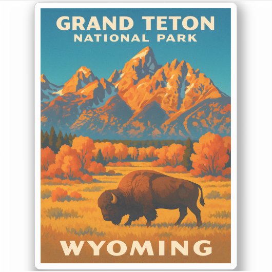 Retro Vintage Travel Grand Teton Nationalpark Aufkleber (Vorderseite)