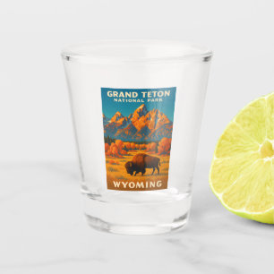 Retro Vintage Travel Grand Teton Nationalpark Schnapsglas