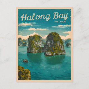 Retro Vintage Travel Ha Long Bay Vietnam Landschaf Postkarte