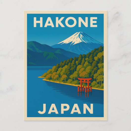 Retro Vintage Travel Hakone Japan Landschaftliche Postkarte (Vorderseite)