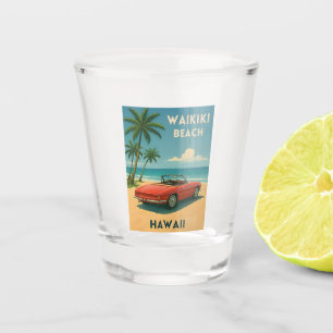 Retro Vintage Travel Hawaii Waikiki Beach Schnapsglas