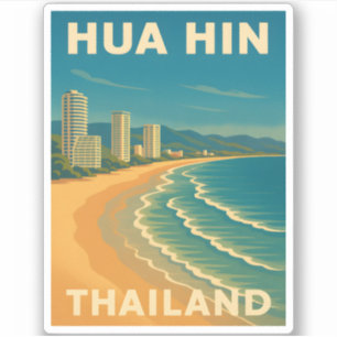 Retro Vintage Travel Hua Hin Thailand Beach Aufkleber